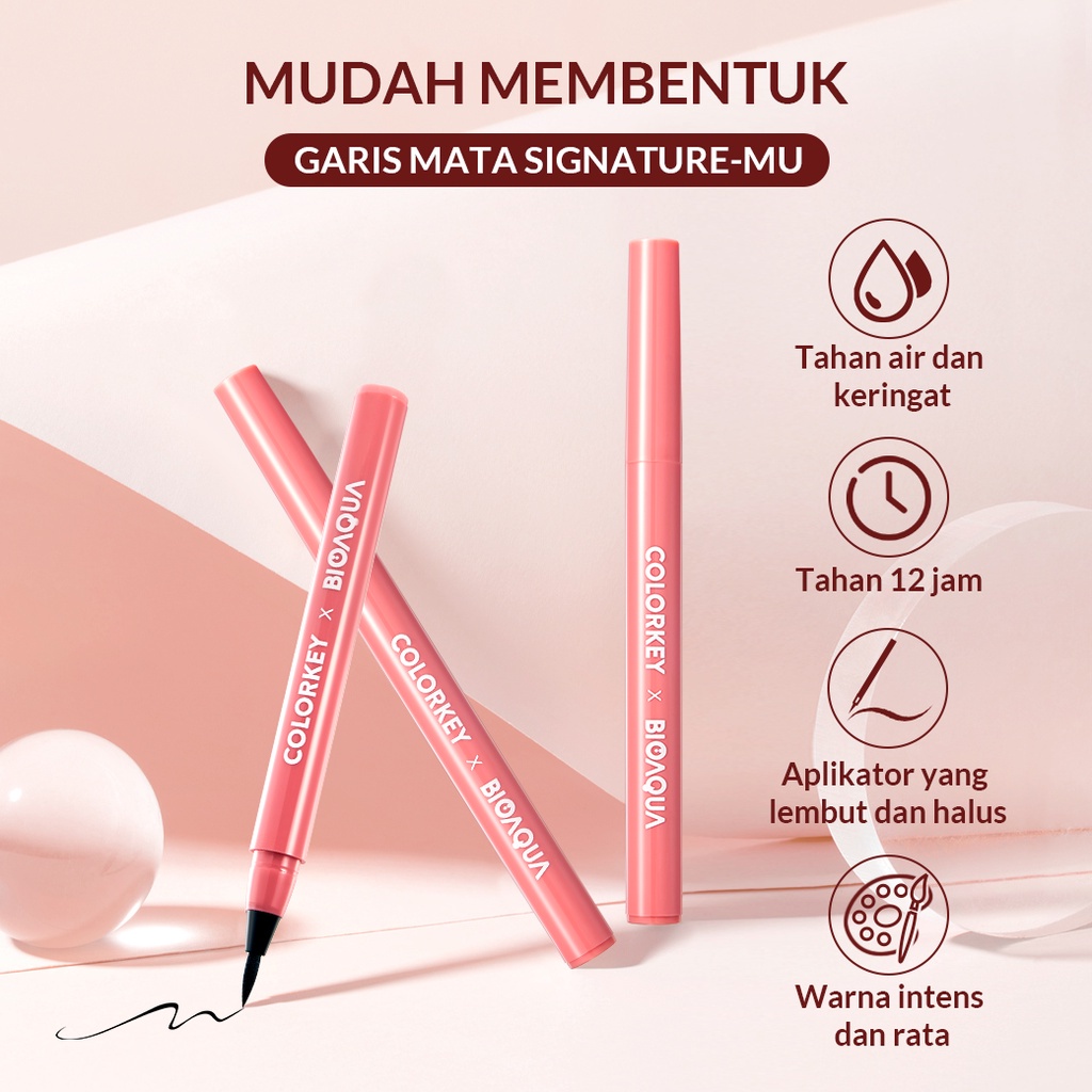 Bioaqua X Colorkey Eyeliner Waterproof Hitam 1ml / Bioaqua Eyeliner Pensil Gel Tahan air BPOM