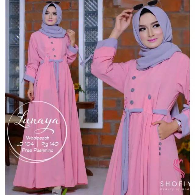 GAMIS WANITA LUNAYA MAXY / BAHAN MOSCREPE (BANYAK SIZE M. L. XL)