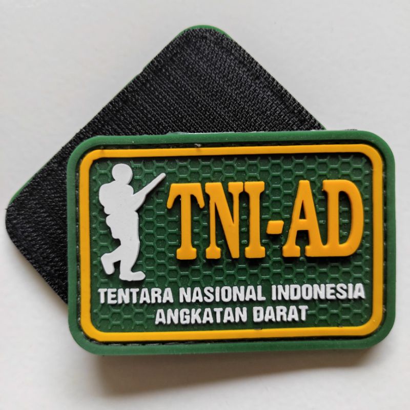 patch rubber logo tni ad dasar hijau/rubber patch tni ad/tempelan emblem karet velcro