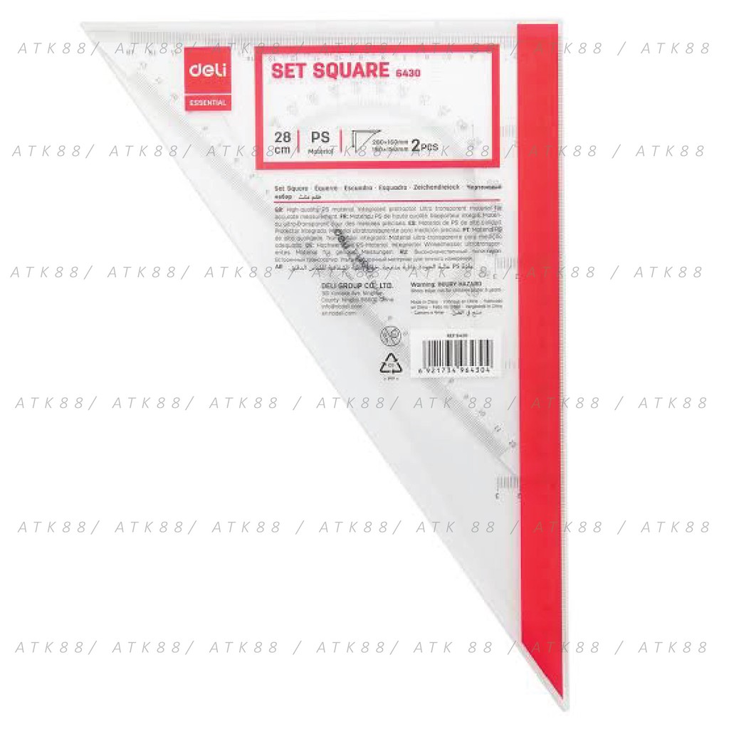 

Penggaris Segitiga Deli Set Square 28cm E6430
