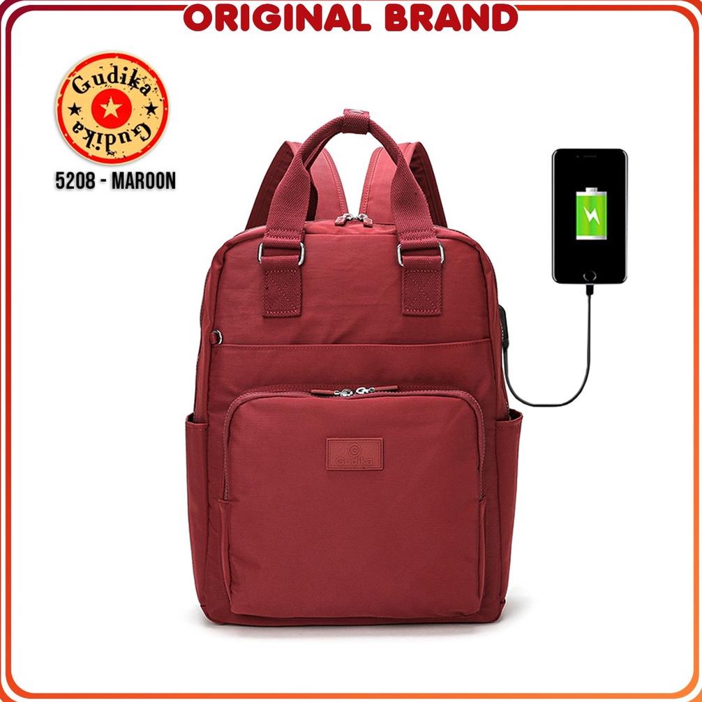 Gudika - Tas Ransel Laptop Wanita Anti Air Bisa Muat Laptop 15 Inc Dengan Usb Port 5208 Bisa Buat Se