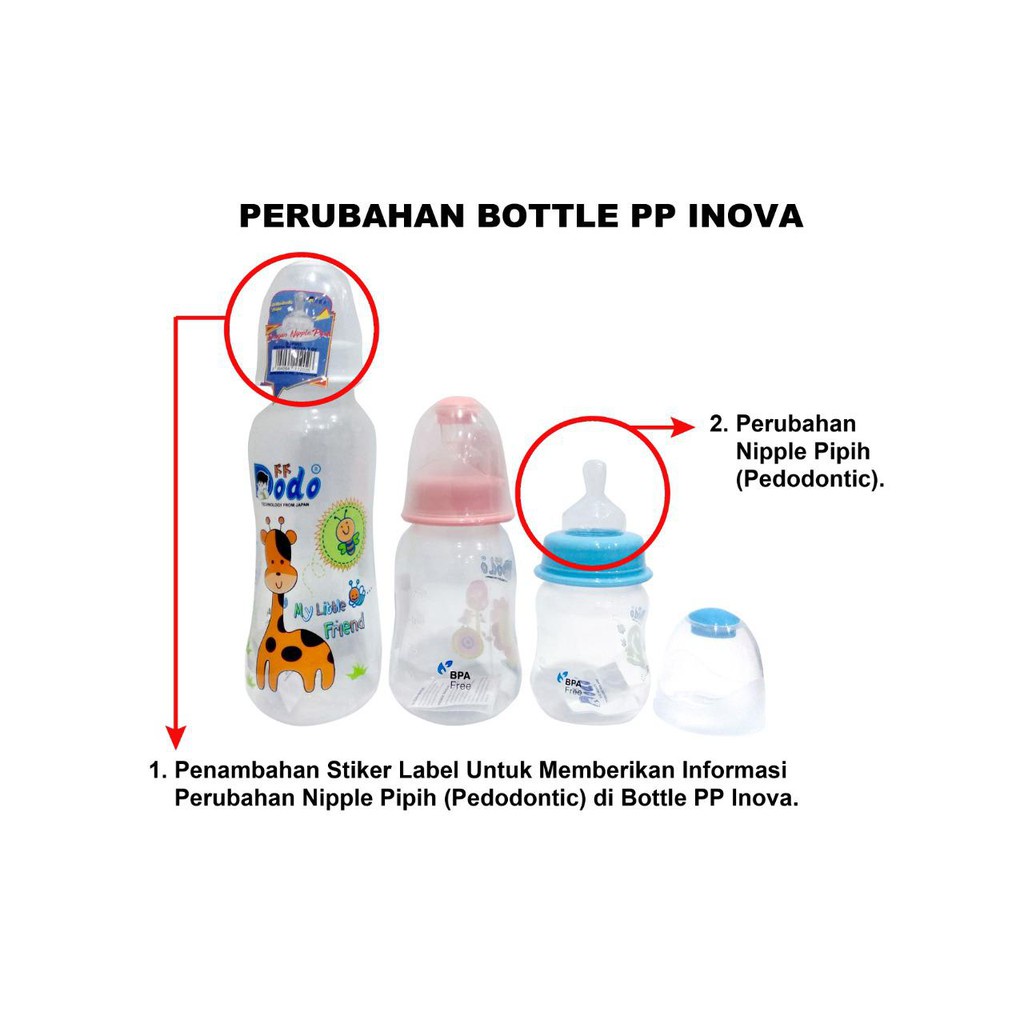 DODO PP INOVA Botol Susu Asi Bayi Anak Dot Gepeng Pedodontic Orthodontic Nipple