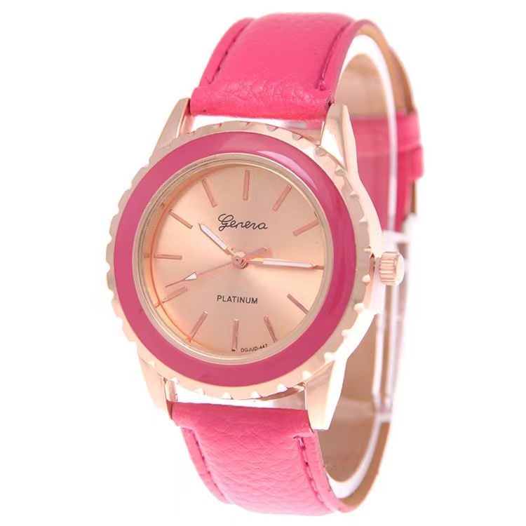 Jam Tangan Strap Kulit Quartz Romawi  Gaya Korea Untuk Wanita Import Fashion Watches-33-4 #5 Pink
