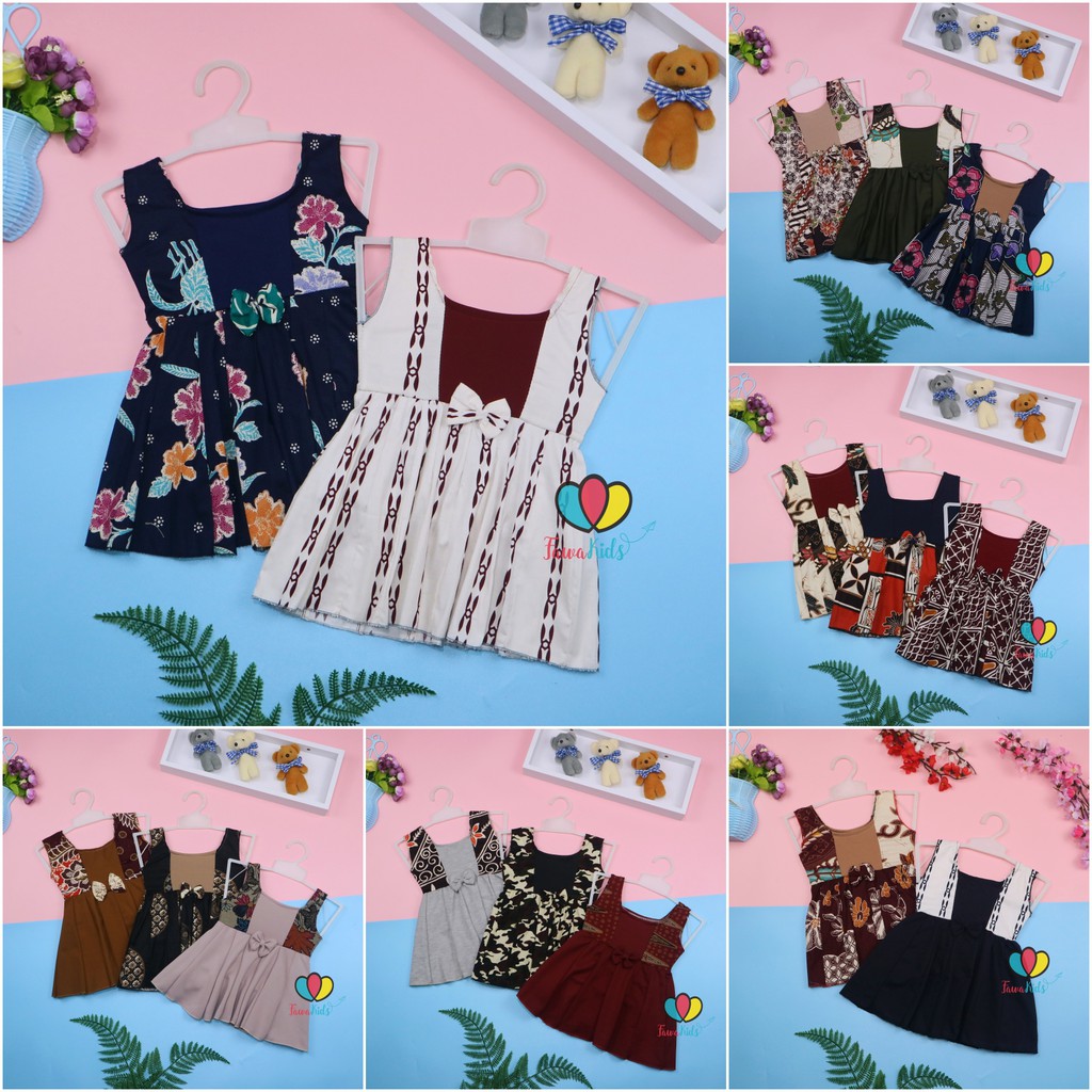 Dress Marsha Uk Bayi 3-6 Bulan / Dres Batik Baby New Born Perempuan Baju Gaun Tenun Bahan Adem Cewek