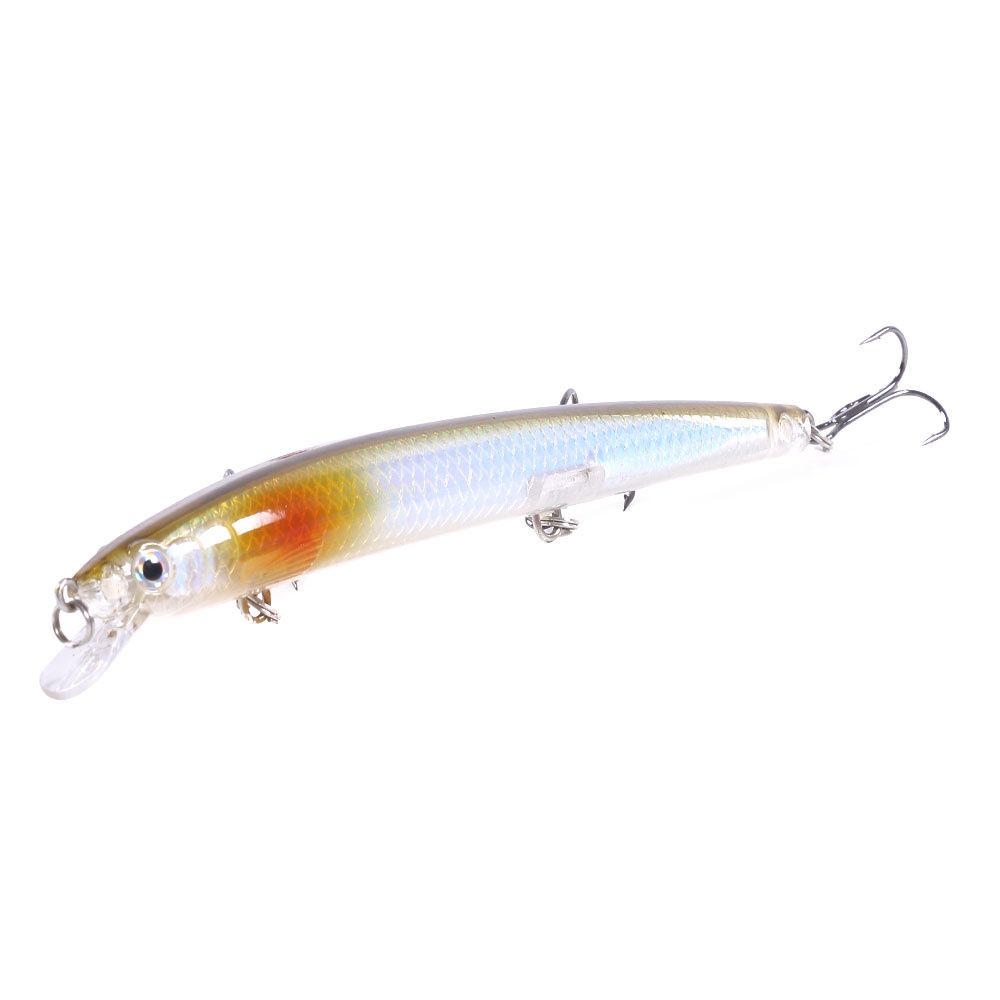 Hengjia 1pc Umpan Pancing Hard Plastic Bait Bentuk Ikan 3D Eyes Ukuran 13.5cm / 15.5g Laser Pattern Inside Fishing Lure 12 Color