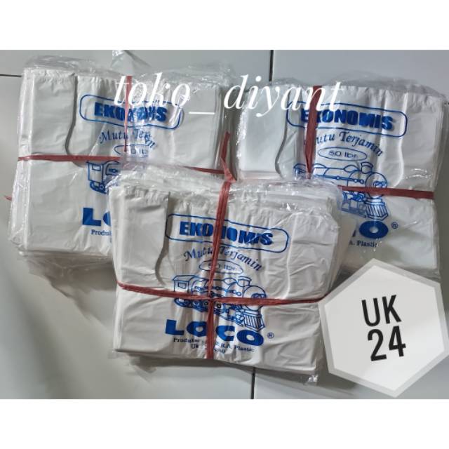 Kantong Plastik Loco ekonomis putih susu 24x40 plastik loco putih 24