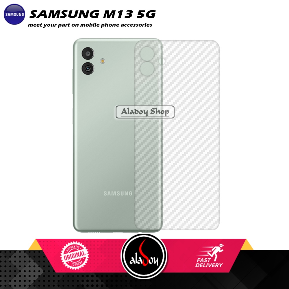 PAKET 2 IN 1 Tempered Glass Layar Samsung M13 5G + Skin Carbon Film 3D