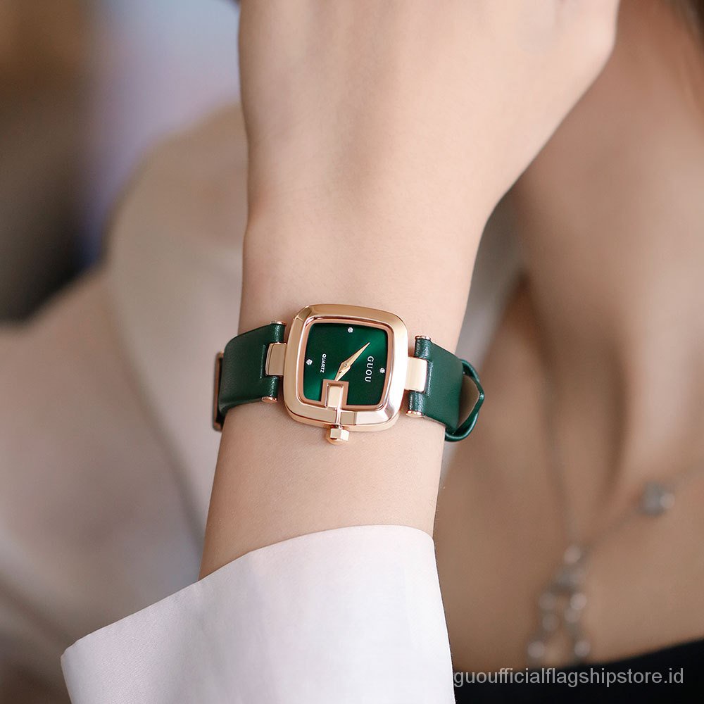 【Factory Outlet】GUOU Watch Wanita Berjaga-jaga Fashion Wanita Square Watch Sederhana Temperamen Watch Dial Kecil