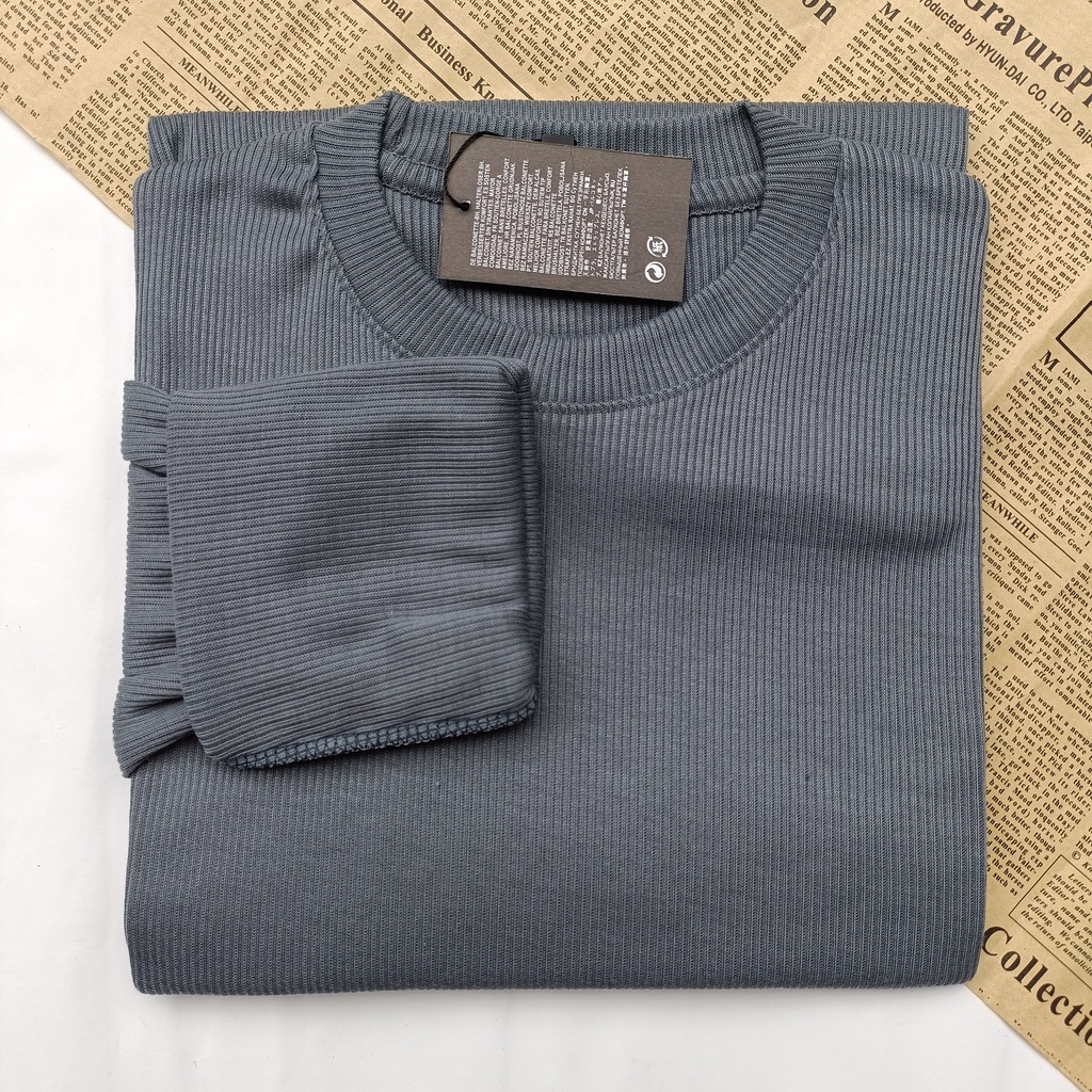 PART II Kaos Rib Premium / Kaos Grosir / Kaos Rib Premium Tebal / Kaos Lengan Panjang Termurah-Dark Gray