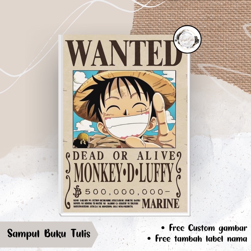 (HARGA PERLEMBAR, MIN ORDER 5 LEMBAR) SAMPUL BUKU ANIME ONE PIECE