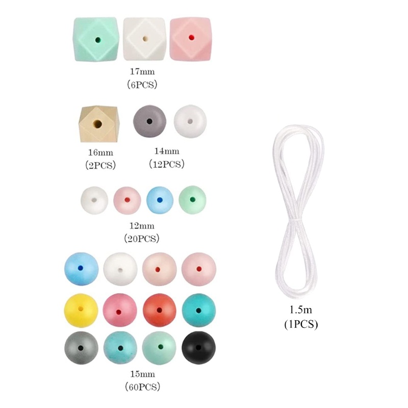 Zzz 100Pcs / Set Manik-Manik Silikon Bulat 12 / 14 / 15 / 16 / 17MM Food Grade Untuk DIY Gelang / Kalung / Dot Bayi