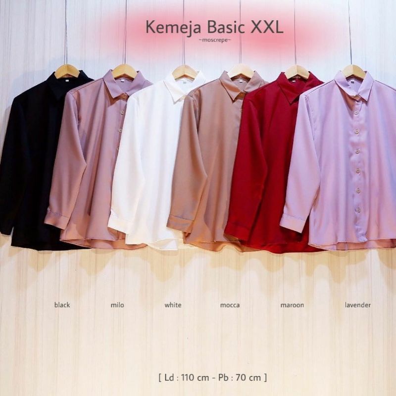 KEMEJA JUMBO POLOS KERJA WANITA LD 115 BASIC SHIRT