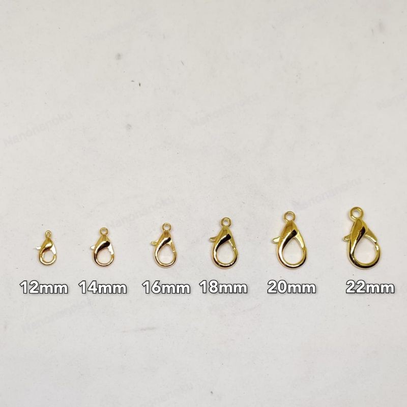 [100 PCS] Kokot Udang / Kait Kalung Emas Gold (12, 14, 16, 18, 20, 22 mm)