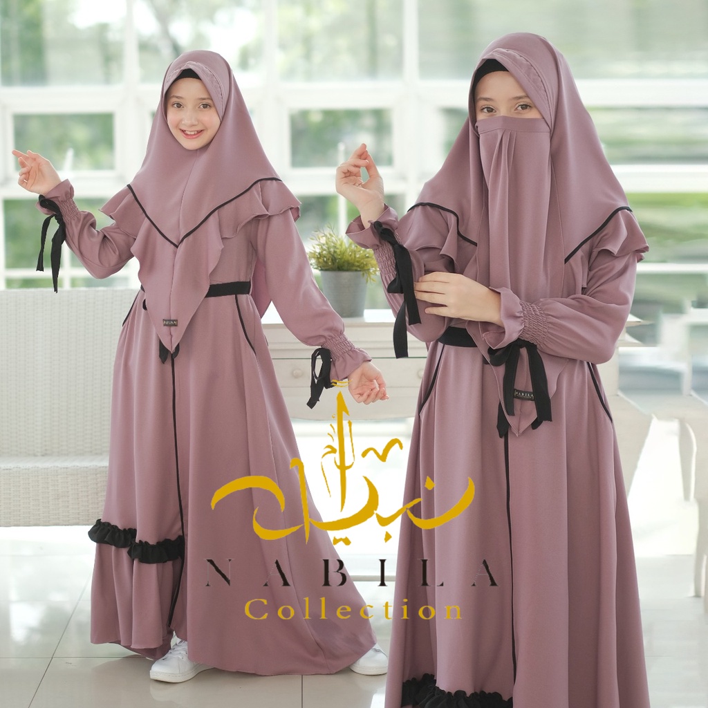 Gamis Anak Khadijah Kids Syari gamis anak set khimar besar dan cadar Original By Nabila Collection