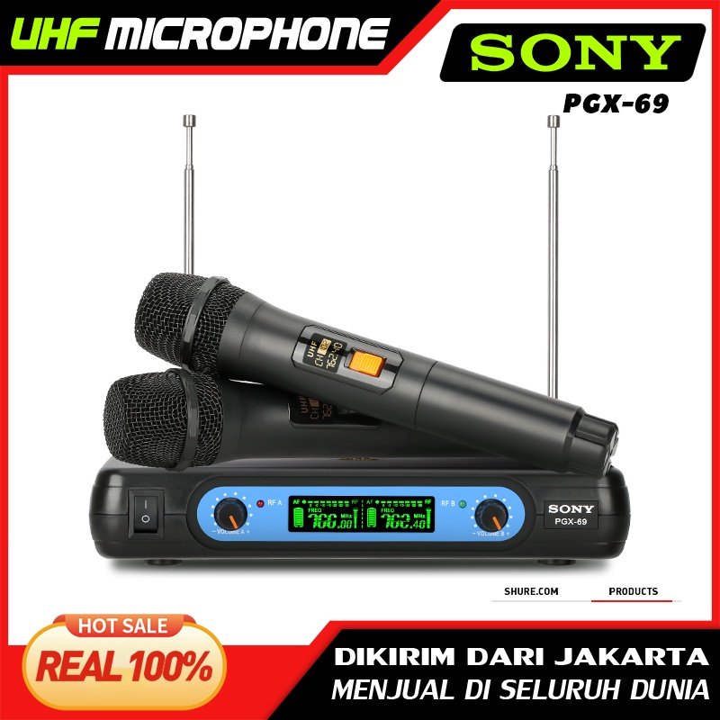 Mikrofon Nirkabel  PGX-69 UHF band 2 genggam Jarak penerimaan 60M Peralatan audio KTV profesional