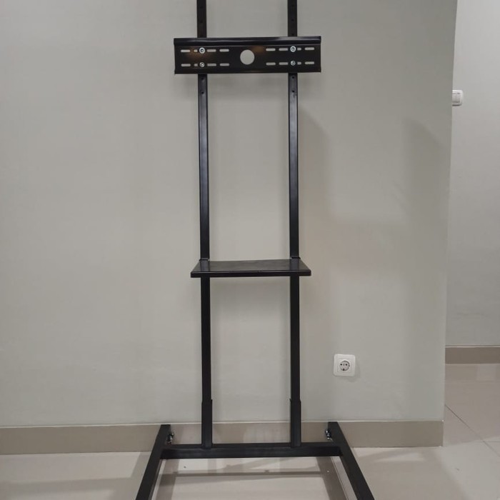 Bracket Standing TV LED Stand Roda 32 - 65 Inch Hitam Tripod Braket Flexible dan Sistem Knockdown