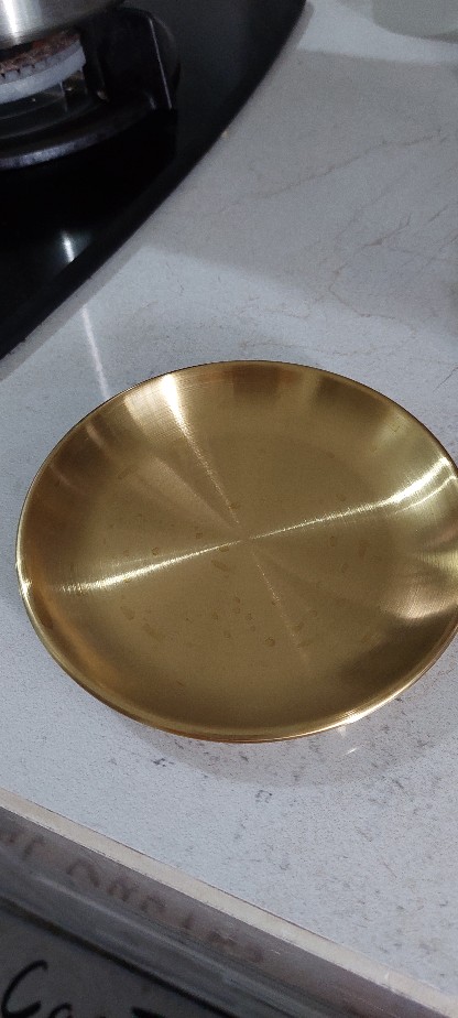 Small 14cm - Round Tray Piring Aesthetic Cantik Stainless Steel Nordic Style Dekorasi Dapur Cantik