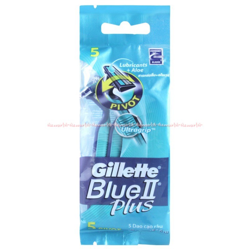 Gillette Blue II Plus Pivot Shaver Pisau Cukur Gilete Kulit Sensitif 5pcs