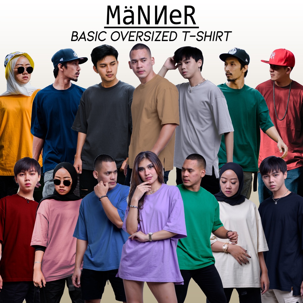 Manner - Baju Big size Korea Style Kaos Jumbo Oversize Unisex Kaos Polos Oversized Pria Wanita Basic T-Shirt Cotton Combed 24s Baju Jumbo Laki Perempuan