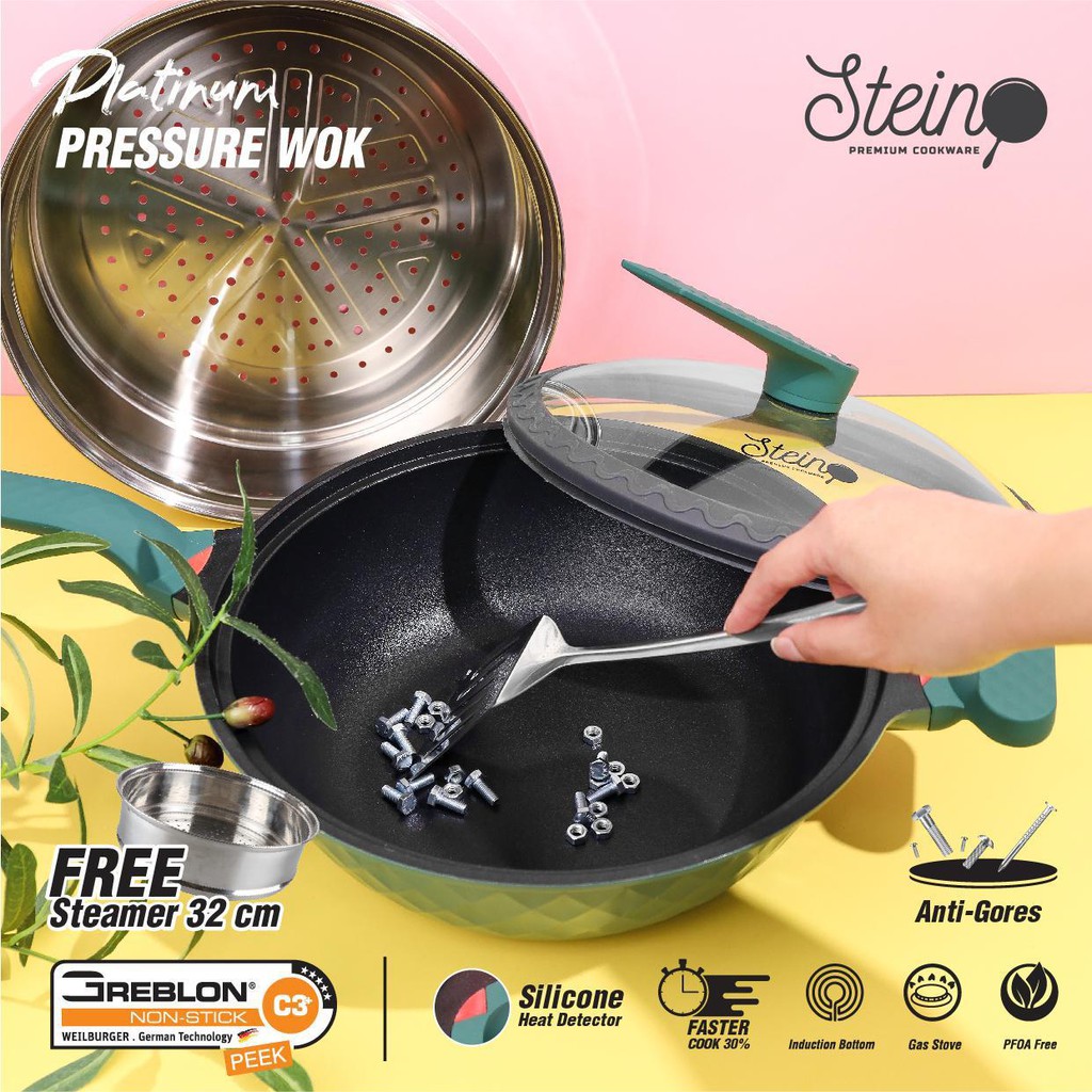 Stein Steincookware Wok Platinum 32cm Pressure Wok Anti Baret