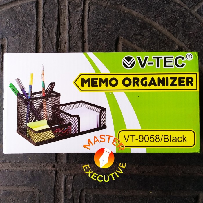 V-tec Black Desk Memo Organizer VT-9058 - Vtec Tempat ATK Meja Hitam