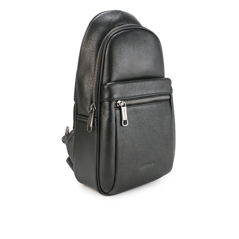 TAS SELEMPANG DADA/BADAN KULIT PRIA OBERMAIN LEATHER SLING CHEST/BODY BAG ORIGINAL HITAM BLACK OM007