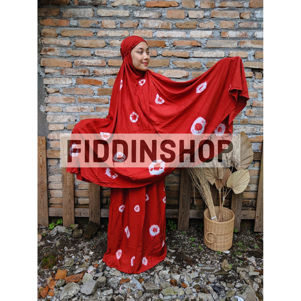 Mukenah Tie dye Shibori Rayon Premium  | Rukuh Atas Bawah Set Mukena Dewasa Jumputan