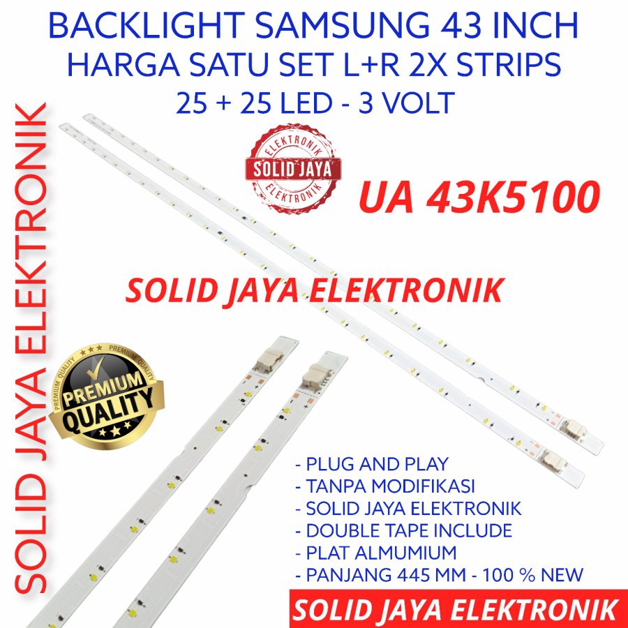 BACKLIGHT TV LED SAMSUNG 43 INC UA 43K5100 UA-43K5100 UA43K5100 43K 5100 LAMPU BL MODEL SMD LIDI STRIP STRIPS 3V 50K 50LED 50 KANCING LED LAMPU 2 BATANG 43K 43INCH 43INC 43IN 43 INCH IN SMD LIDI BERAS STRIP