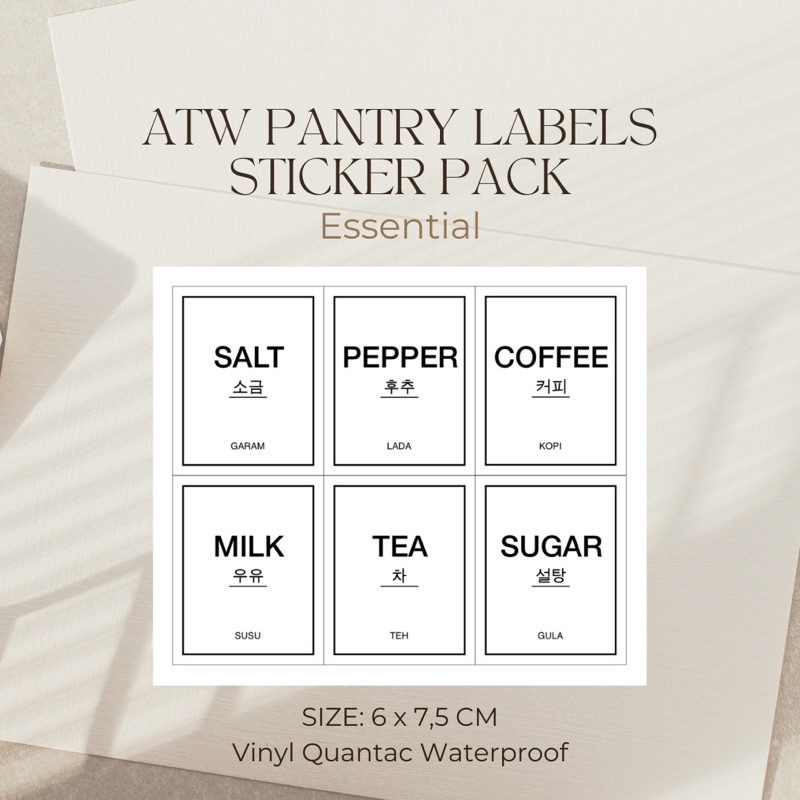 

KOREAN PANTRY LABEL STICKER PACK STIKER BUMBU DAPUR MINIMALIS AESTHETIC