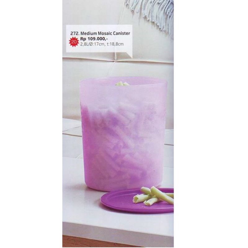 tupperware medium mosaic canister ungu - wadah krupuk - toples makanan
