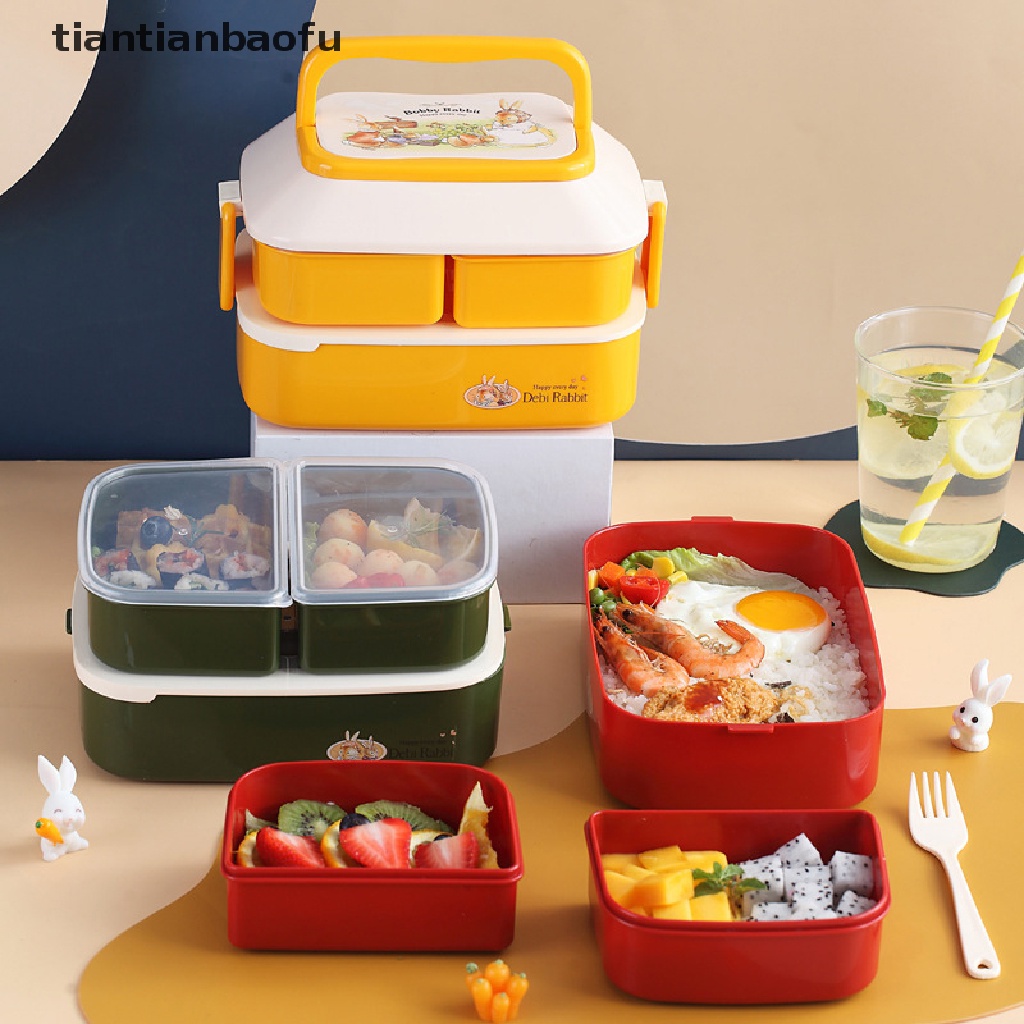 Kotak Makan Siang Bento Portabel Bahan Plastik Untuk Piknik