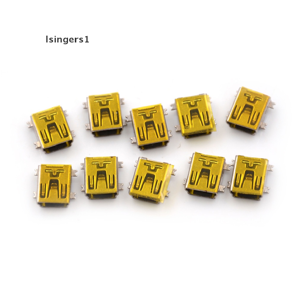 (lsingers1) 10pcs Konektor Jack DIP Mini USB Tipe B Female Sudut Kanan 5 Pin