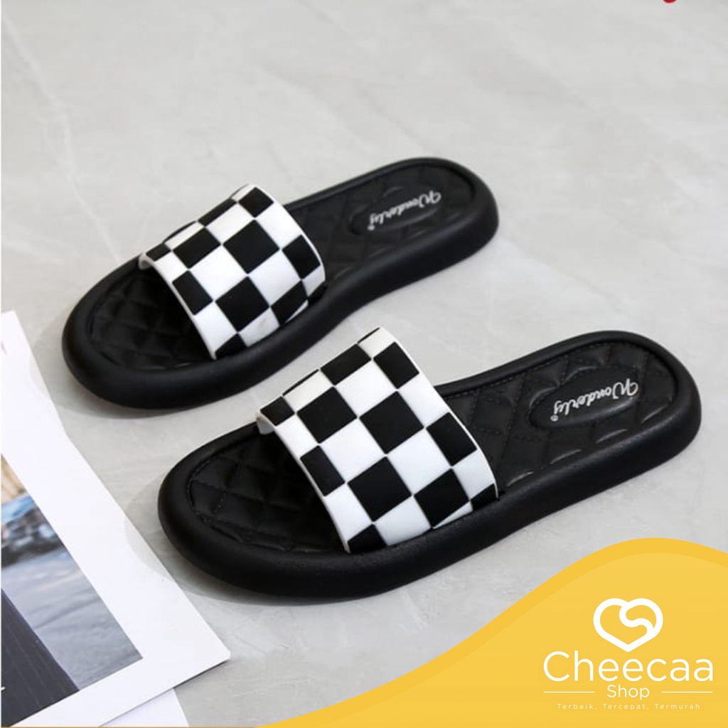 CC (SD4) Sandal Selop Wanita Dewasa Motif CTR Kotak Terbaru Keren