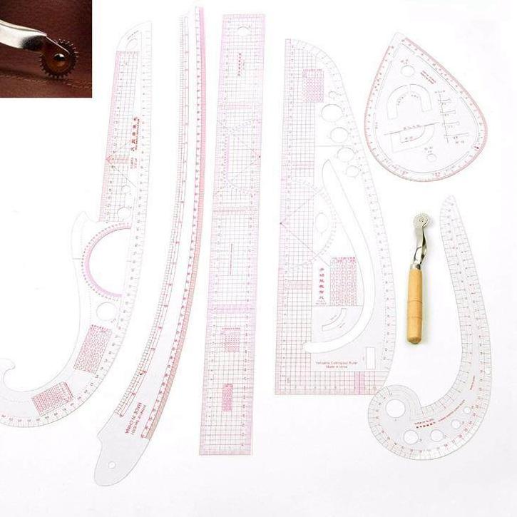 

Trend - 7PCS/SET tailor ruler Clear measuring kit sewing drawing Yardstick ruler sleeve French arm curve set Paddle Whee ruler set ダ