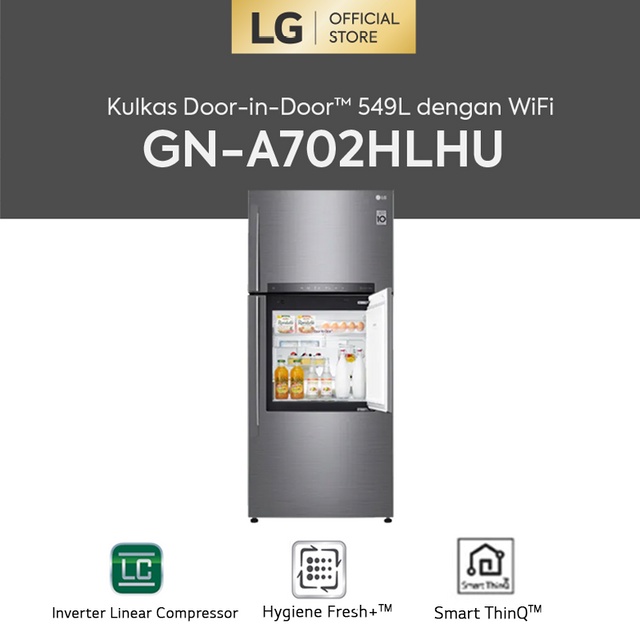 KULKAS 2 PINTU LG DOOR IN DOOR GN-A702HLHU INVERTER WIFI [549 L]
