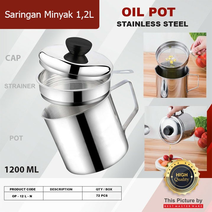 Oil Pot 1,2L Tempat Simpan Minyak Tempat Saringan Minyak 1,2 Liter