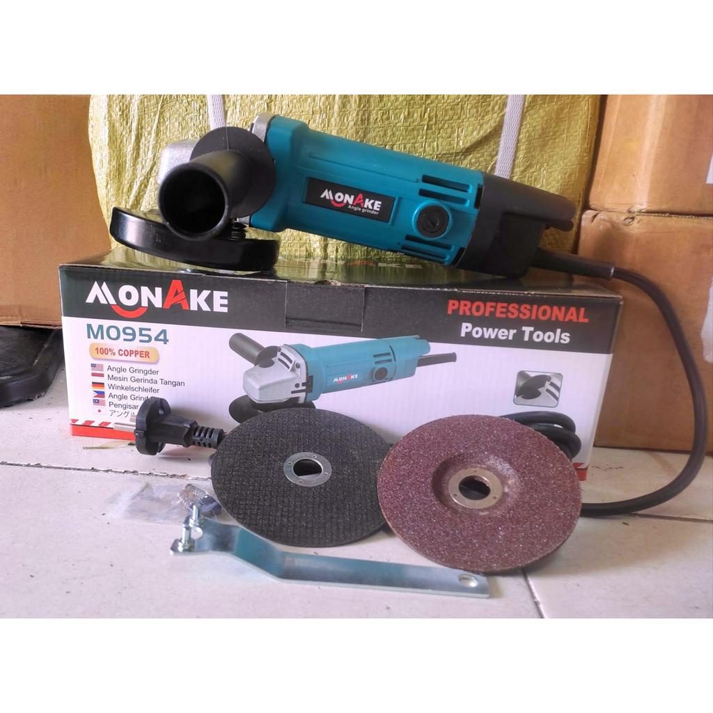 Paket Mesin Bor Dan Gerinda GurindaTangan/ Angle Grinder 4 Inch Lengkap Handle Dan Mata Free 1 Set Areng Cabon Brush Siap Pakai-  Biru Makita