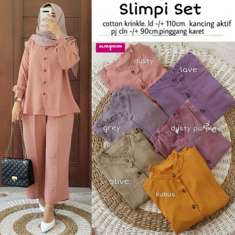 {BISA COD} SLIMPI SET/ SETELAN AIRFLOW CRINKLE