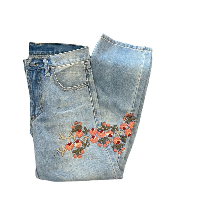 JEANS HIGHWAIST IMPORT CELANA PANTS WANITA CEWEK CULLOTE HW BAGGY DENIM FLORAL MX894