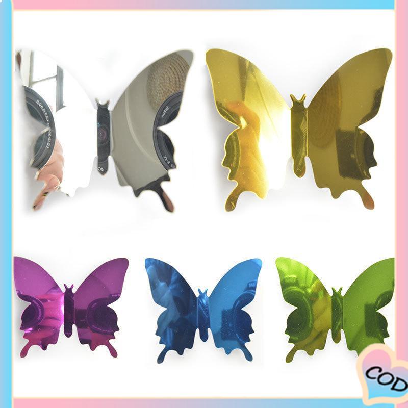 COD❤️ Tiga -Dimensi Pet Mirror 3D Butterfly Wall Sticker Stiker Ruang Tidur Ruang Ruang Ruang Belajar Studi-A.one