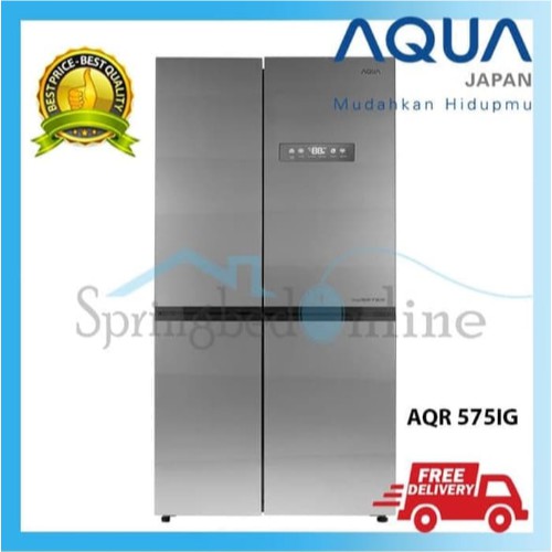 KULKAS AQUA INVERTER SIDE BY SIDE AQR-575IG Original Garansi Resmi