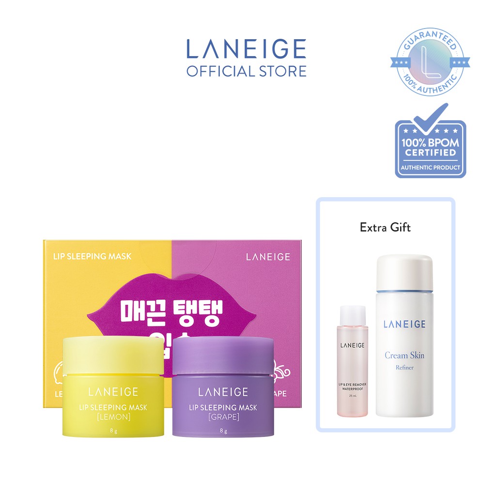Jual Laneige Lip Sleeping Mask Duo Grape & Lemon | Shopee Indonesia