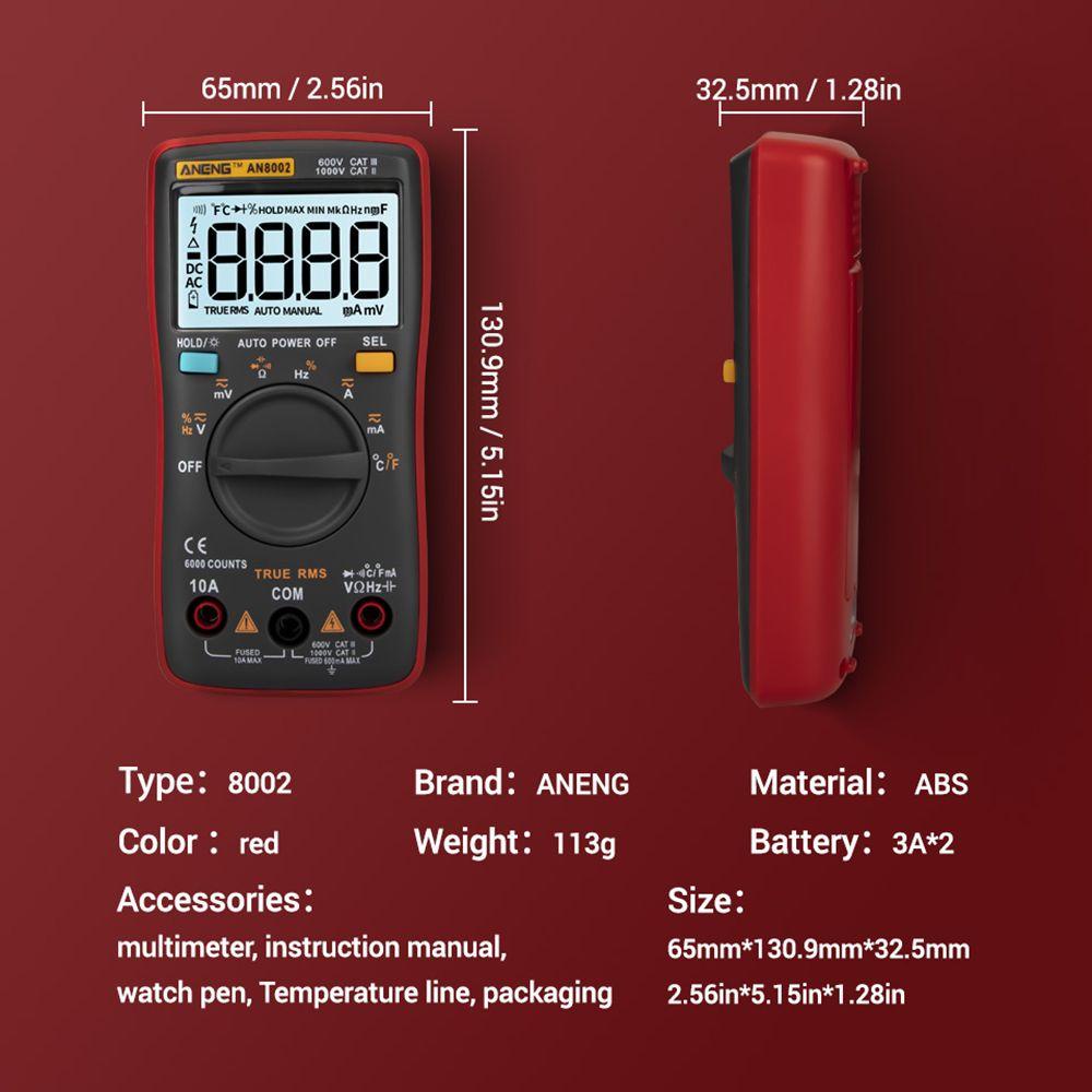 Solighter Digital Smart Multimeter Multifungsi 6000hitan Transistor Capacitor Tester Digital Profesional Meter