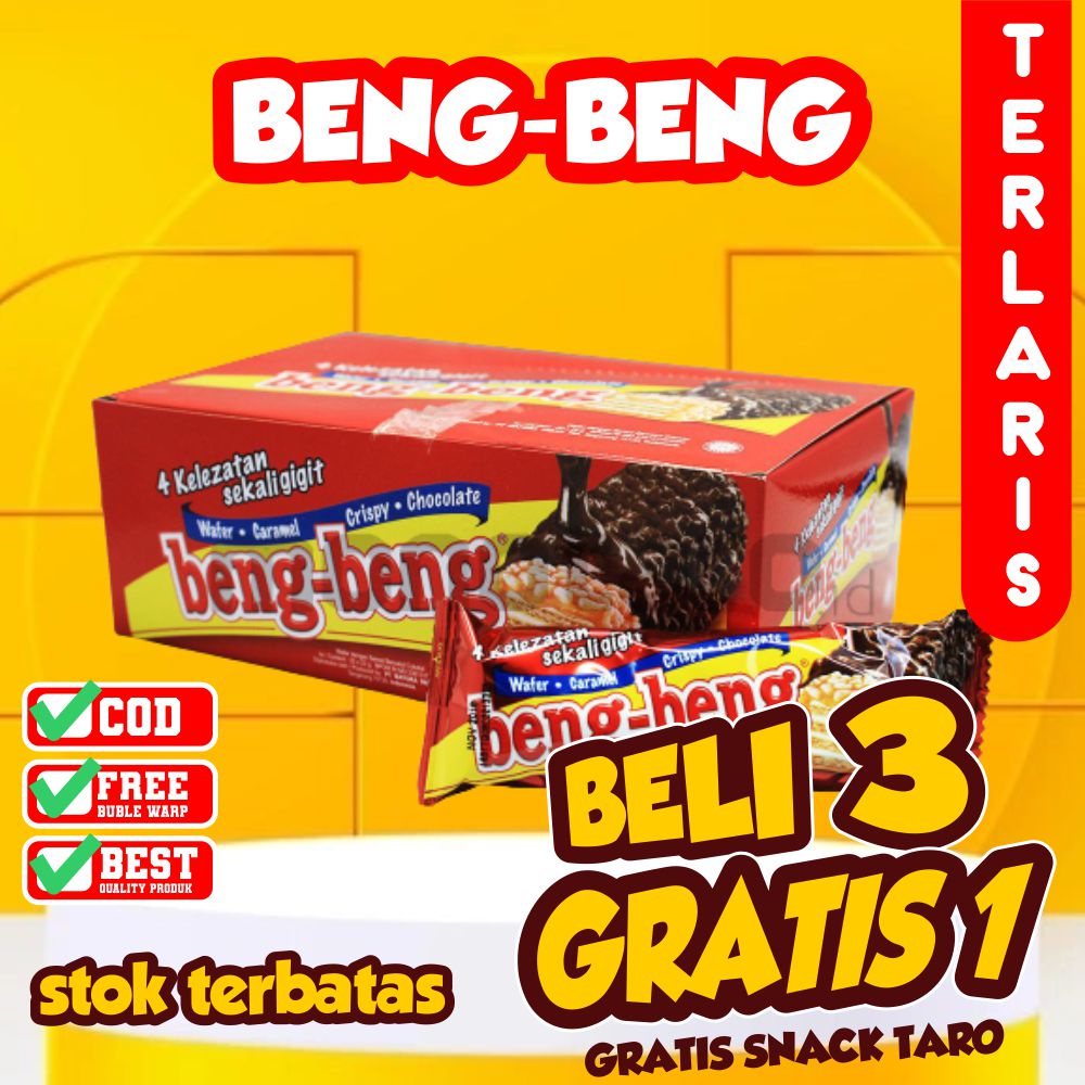 

BISKUIT BENG BENG CHOCOLATE COKELAT CRISP WAFER 1 BOX ISI 20 PCS SNACK MAKANAN RINGAN COKLAT