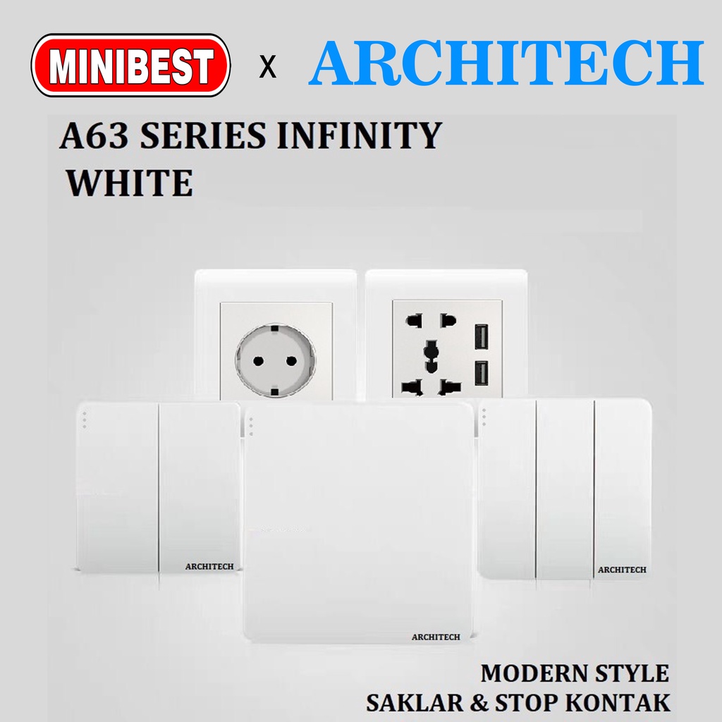 [MB] SAKLAR ARCHTECH INFINITY WHITE A63 ARCHITECH  / STOP KONTAK  / SAKELAR / SAKLAR RUMAH