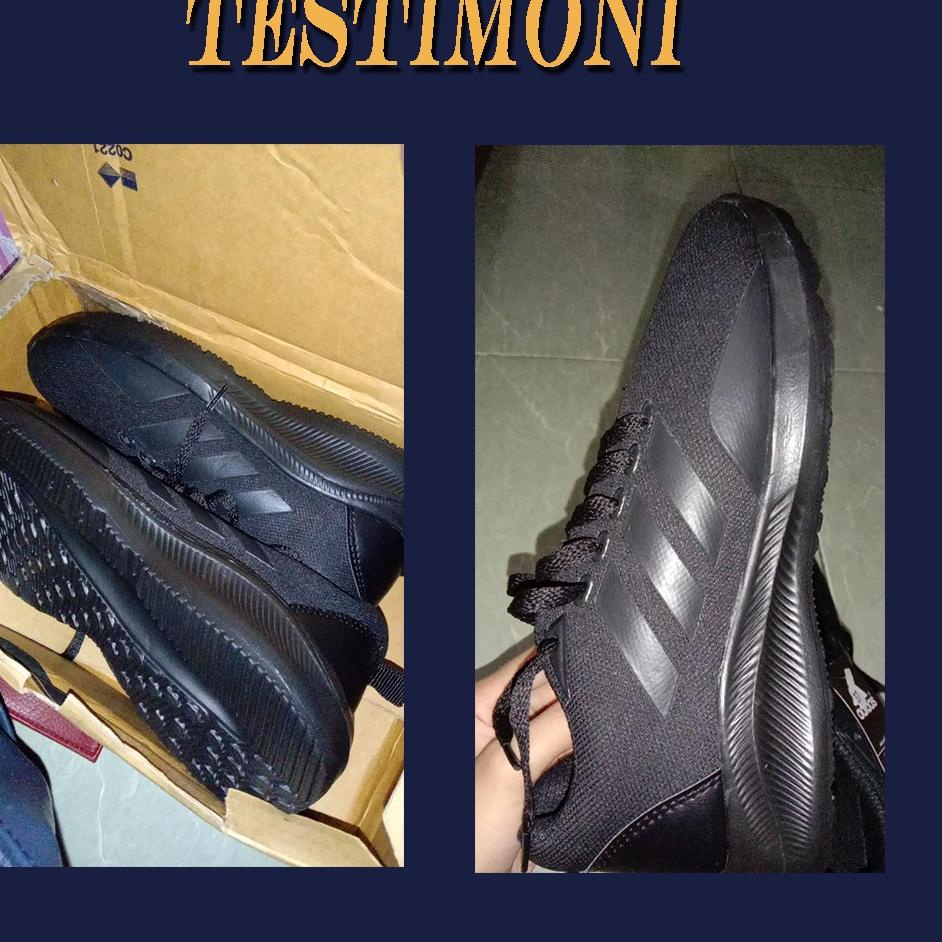 (SIAP KIRIM) Sepatu Lari Running Sport Runing Joging Sports Jogging Pria Adidas Hitam Full Black Gra