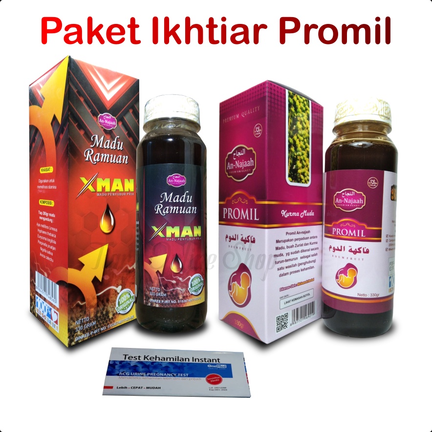 Paket Promil Suami Dan Istri Madu Promil PRENAMIL An-Najaah Dan Madu XMAN Penyubur Pria 330 gr