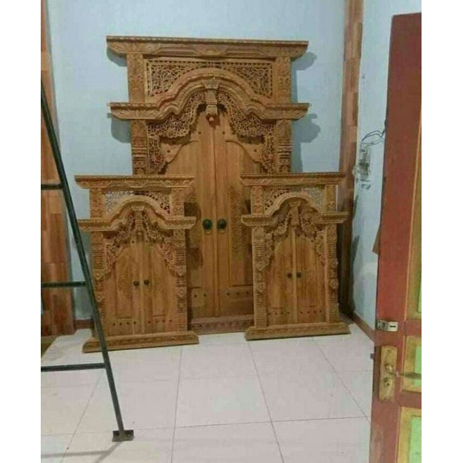 kusen pintu gapuro gebyok 1set/ pintu kusen gapura gebyok + jendela2 size L150xT250
