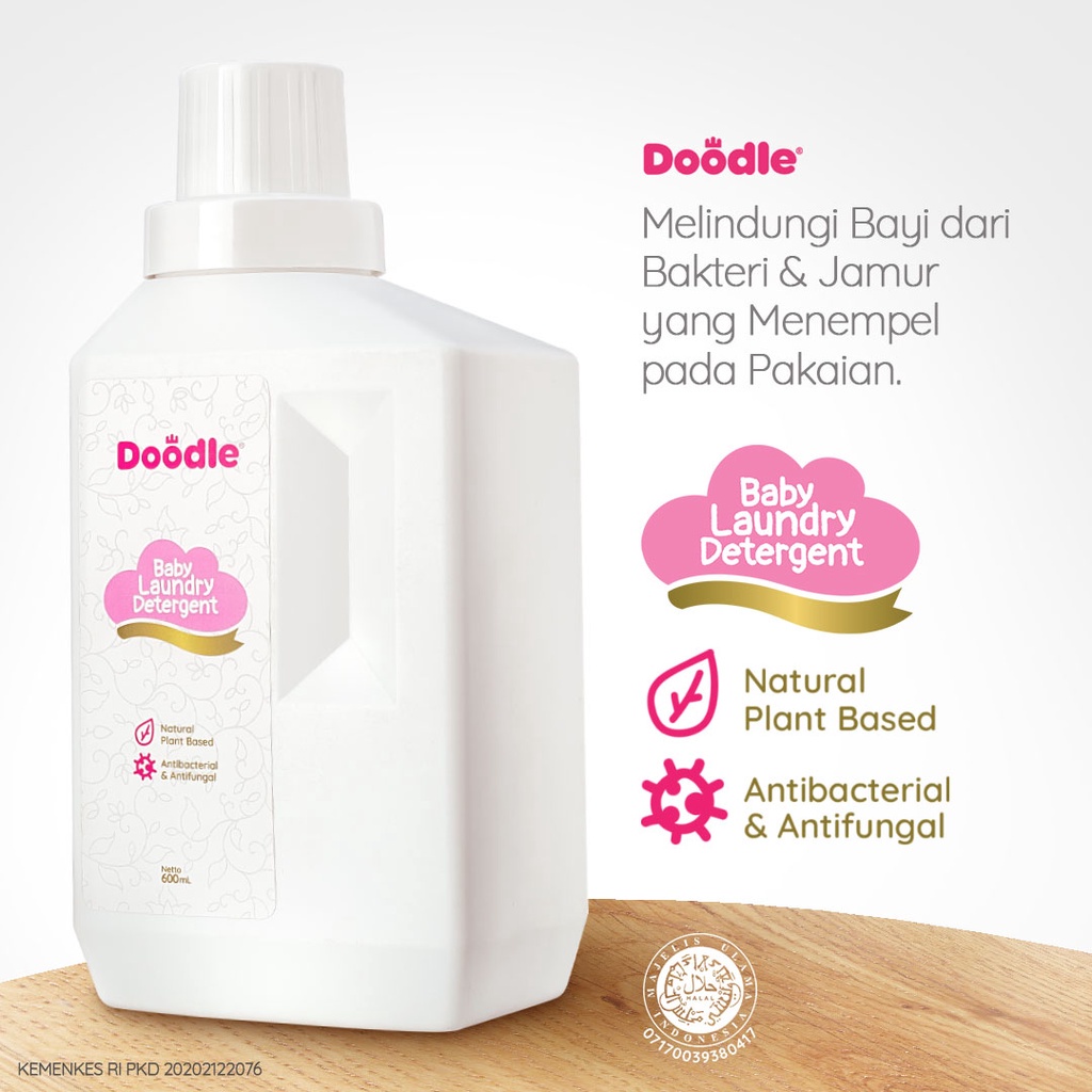 Doodle Detergen Cair Laundry Bayi 600 Ml Natural Plant Based