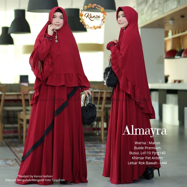 ALMAYRA SYARI SET KHIMAR BUSUI - DRESS GAMIS WANITA MUSLIMAH PREMIUM ORIGINAL BY KANZA FASHION (COD)